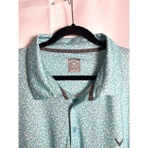 Callaway Men's Opti-Dri 4X Blue White Geometric Golf Polo Shirt Short Sleeve